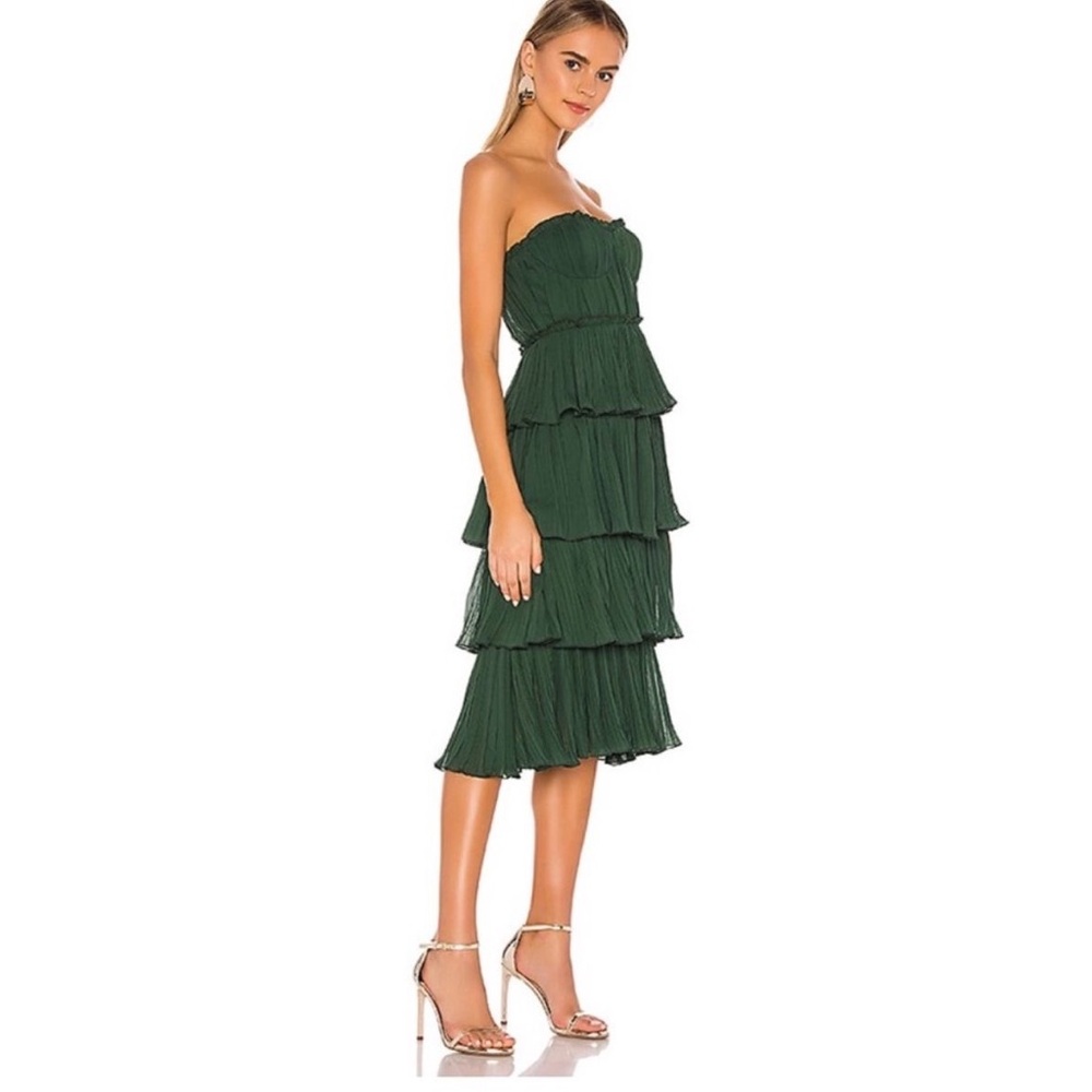 Lovers and Friends Alix Strapless Midi Dress in Emerald size S